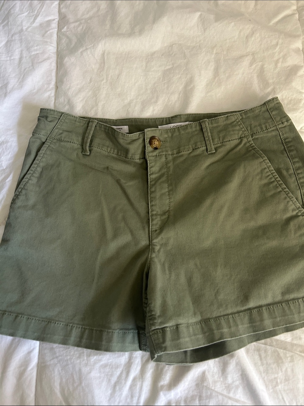 LOFT Olive Green Cotton Bermuda Shorts